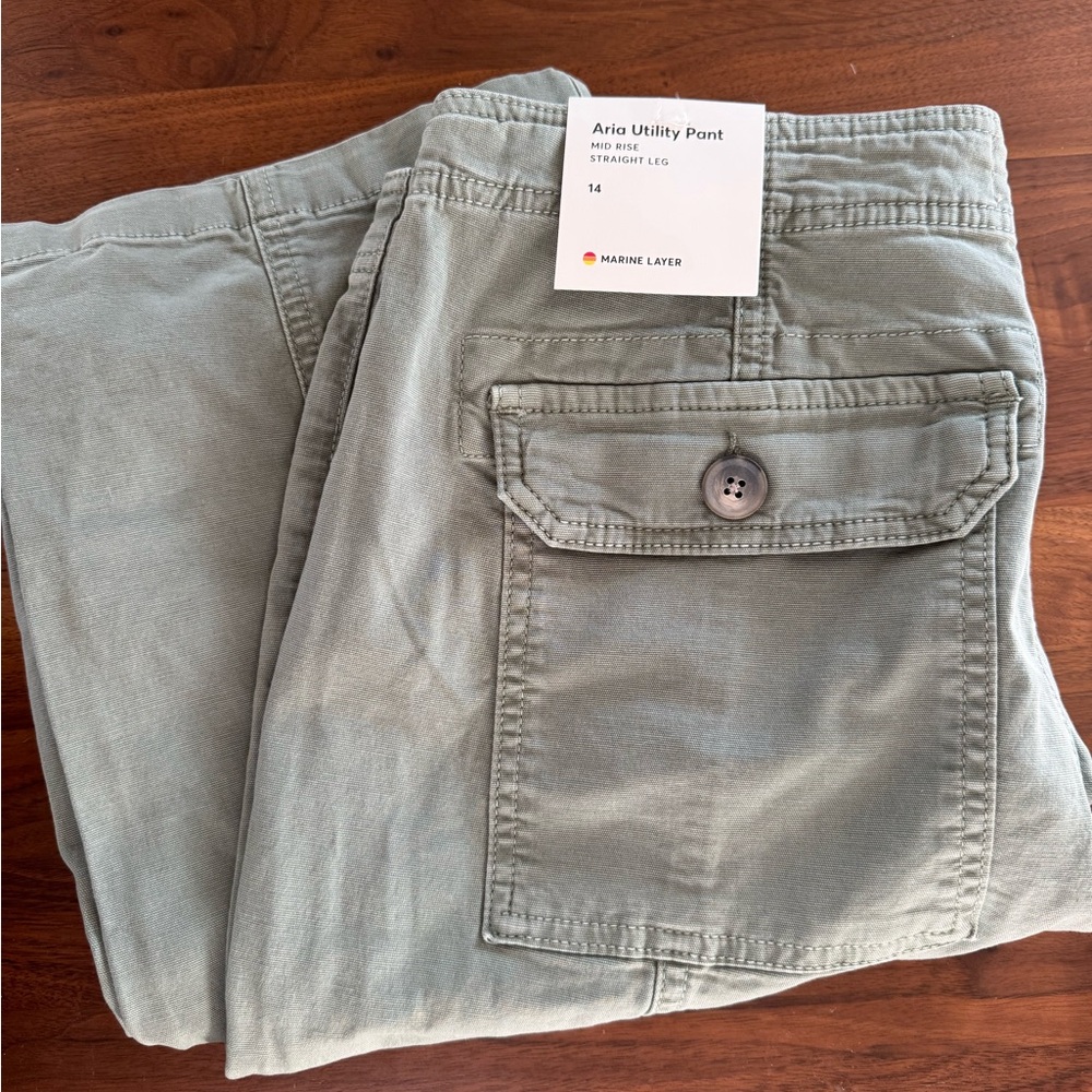 Marine Layer, Aria Utility Pant, Vintage Olive, Women’s Size 14, NWT